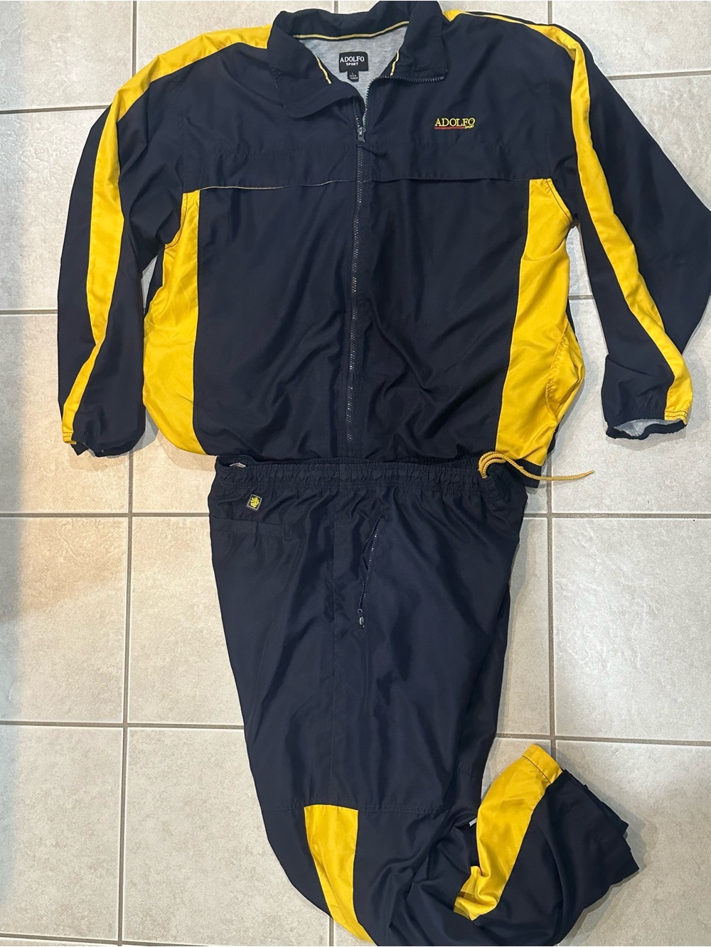 Adolfo Sport Navy Jacket with Yellow Accents